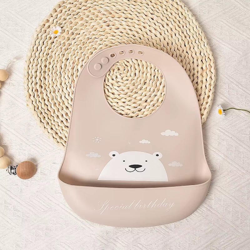 Baby Waterproof Bibs Toddler Silicone Bibs Cute Bowknot Aprons Kids Bib Girl Boy Adjustable Soft Silicone Bib Baby Feeding