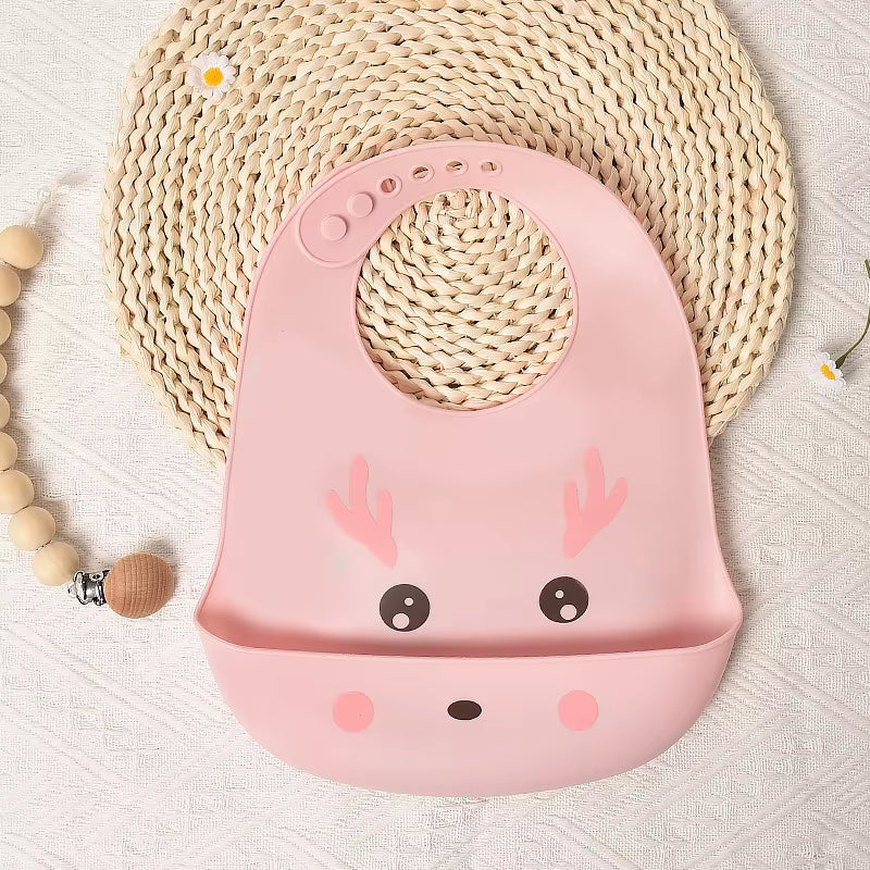 Baby Waterproof Bibs Toddler Silicone Bibs Cute Bowknot Aprons Kids Bib Girl Boy Adjustable Soft Silicone Bib Baby Feeding