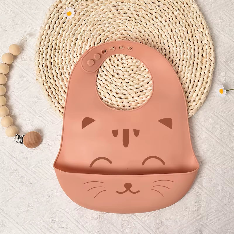 Baby Waterproof Bibs Toddler Silicone Bibs Cute Bowknot Aprons Kids Bib Girl Boy Adjustable Soft Silicone Bib Baby Feeding